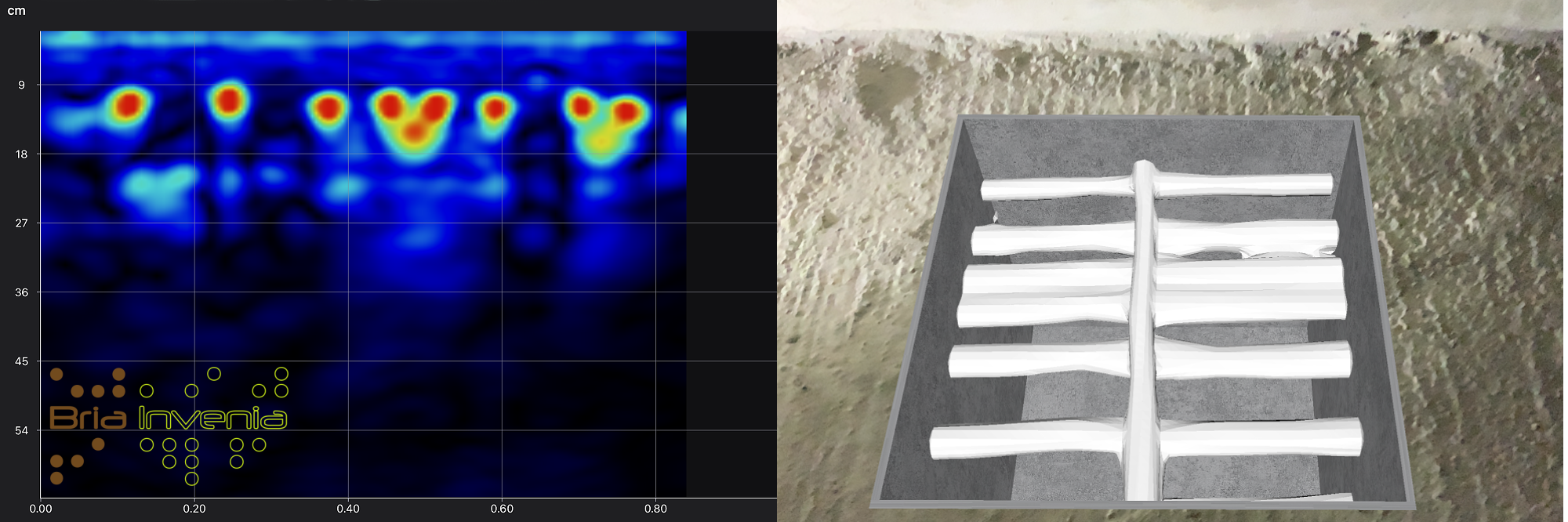 GPR, detekcia výstuže, 3D model výstuže